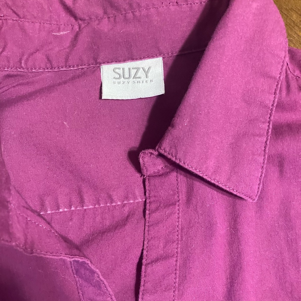 Suzy Shier Purple Button Down Shirt Women’s Medium - Picture 3 of 4